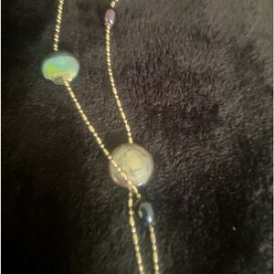 Gray freshwater pearl and silver bead necklace